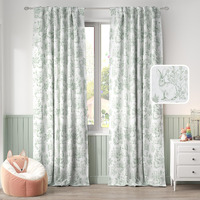 Jinchan Linen Curtains For Bedroom 84 Inch Long Farmhouse Easter Sage Green Curtains French Country Toile Curtains Animal Printed Drapes Light Filtering Kids Window Curtain Set  2 Panels