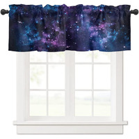 Zadaling Valance Curtain For Kitchen Galaxy Star Nebula Space Starry Sky Window Valance For Living Room Scroll Rod Pocket Valances For Bedroom Decor Window Treatment Valance 1 Panel 18"" X 54""