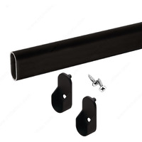 Oval Closet Rod With End Supports (Matte Black - 24 Inch)