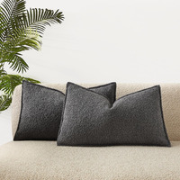 Juspurbet Dark Grey Boucle Lumbar Broadside Throw Pillow Covers 14X24 Inch Set Of 2 For Couch Bedroom Sofa Living Room Decorative Soft Thick Textured Cushion Covers With Hidden Zipper