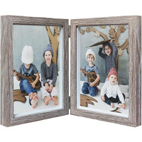 Aveax Double 5X7 Picture Frame Grey Wood Photo Frame Shadow Box Frame