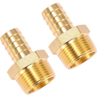 2 Pack Brass Hose Fitting  Adapter  3/4"" Barb X 1"" Npt Male Pipe