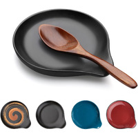 Vanlonpro Ceramic Spoon Rest  5 Inch Spoon Holder For Stove Top  Kitchen Counter  Utensils  Ladle  Coffee Spoons  Cooking Spoons  Spatula  Tongs  Heat-Resistant  Housewarming Gifts  Matte Black