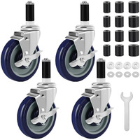 Besitu 5 Inches Prep Table Wheels Set Of 4  Expanding Stem Casters Fit For 7/8""  1""  1-1/2"" And 1-5/8"" Tube Leg For Stainless Steel Table  Cart  Furniture Legs  Commercial Kitchen Appliances