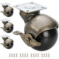 Jgjc Casters Set Of 4  Antique Brass Casters With Brake  2 Inch Ball Castor Wheels For Furniture Casters Vintage Wheels Heavy Duty  Table Caster With 360 Degree Swivel Top Plate