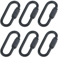 Quluxe Heavy Duty D Shape Chain Locking  M4 4Mm Chain Quick Link Connector- Black (Pack Of 6)