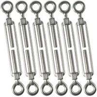 Cozihom M6 Eye & Eye/O To O Turnbuckle 304 Stainless Steel  Hardware Kit For Wire Rope Tension Heavy Duty  For Sun Shade  Tent Installation  Anti-Rust  6 Packs