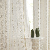 Sxzjtex Gold Aztec Light Filtering Curtains For Living Room 2 Panels  Boho Tribal Geometric Print Window Curtains For Bedroom  Grommet Semi Sheer Linen Curtains 84 Inches Long  55""W X 84""L  Gold/Beige