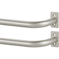 Wrap Around Curtain Rods 2 Pack  Brushed Nickel Single Curtain Rod For Window 48-84 Inch  Room Darkening Blackout Window Curtain Rods  Heavy Duty 1-Inch Telescoping Drapery Rod