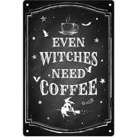 Irisvita Black Witch Decor  Even Witches Need Coffee  Witch Kitchen Decor  Coffee Bar Decor  Kitchen Witch Coffee Sign  Vintage Halloween Decorations Indoor  Gothic Wall Decor  11.75 X 7.8 Inches