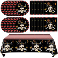 Ryzovo 41Pcs Pirate Tableware Set Includes 20 Plates  20 Npkins And 1 Tablecloth  Pirate Ship Theme Party Supplies Decorations Pirate Dinnerware For Adult Teens Kids Table Decor  20 Guests