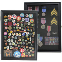 Large 19""X 14"" Pin Display Case Medal Shadow Box With 98% Uv Protection For Military Medals  Beach Tags  Jewelry Pins  Pin Gift  Insignia Ribbons  Pin Collectibles Black Finish