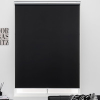 Kalysie Cordless Roller Shades 100% Blackout Blinds For Windows And Doors  Pull Down Room Darkening Window Shades  Easy To Install For Home And Office  Black  Fixed 75 Inches High  45 Inches Width