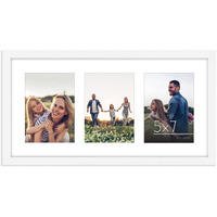 Americanflat 10X20 Collage Picture Frame In White - Displays Three 5X7 Frame Openings - Engineered Wood Panoramic Picture Frame With Plexiglass - Horizontal And Vertical Formats For Wall