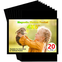 Chunniao Black Magnetic Picture Frame 4X6 For Refrigerator-20 Pack Black Photo Magnets Sleeves