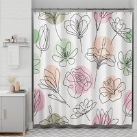 Amazerbath Floral Shower Curtain  72""X72"" Washable Cloth Spring Black Ink Blooms Shower Curtain With 12 Metal Hooks  Farmhouse Fabric Rustic Colorful Flower Shower Curtain Set For Bathroom Decor