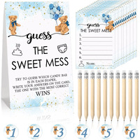 67 Pcs Guess The Sweet Mess Baby Shower Game Dirty Diaper Game Including Guess The Sweet Mess Sign 50 Small Cards 10 Pencils And 6 Number Stickers For Baby Shower Gender Reveal Party (Bear)