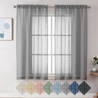 Aiyufeng Gray Sheer Curtains 54 Inch Length 2 Panel Set  Fresh Farmhouse 54 Inch Long Sheer Linen Look Airy & Lightweight Elegant Window Treatments For Bedroom/Living Room/Kitchen  30Wx54L Inch