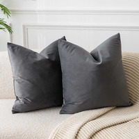 Juspurbet Dark Gray Velvet Throw Pillow Covers 18X18 Set Of 2 For Sofa Couch Bed Decorative Soft Solid Cushion Cases
