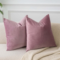 Juspurbet Pink Purple 24X24 Velvet Throw Pillow Covers Set Of 2 Decorative Solid Soft Cushion Cases For Couch Sofa Bed