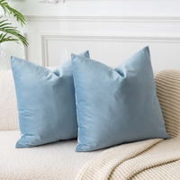 Juspurbet Light Blue Soft Velvet Throw Pillow Covers 22X22 Set Of 2 Decorative Solid Cushion Cases For Couch Sofa Bed