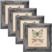 Xuanluo 5X5 Picture Frames Set Of 4 Rustic Retro Photo Frame With Tempered Glass Wall Mount And Tabletop Display Family Friends Wedding Gift