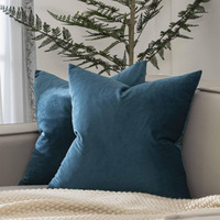 Juspurbet Prussian Velvet Throw Pillow Covers 26X26 Inch Set Of 2 For Living Room Couch Sofa Bedroom Decorative Square Solid Soft Cushion Cases With Invisible Zipper