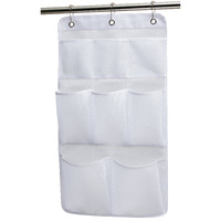 Kimbora Mesh Shower Organizer Hanging Bathroom Caddy 8 Pockets Hang Curtain Rod With 3 Rings