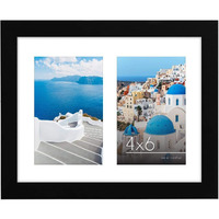 Americanflat 8X10 Double Picture Frame In Black - Displays Two 4X6 Frame Openings Or Use As 8X10 Picture Frame Without Mat - Engineered Wood  Shatter Resistant Glass  Hanging Hardware  And Easel