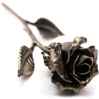 Makulismit Handcrafted Bronze Metal Rose - Solid Gift Of Everlasting Love - 8Th 19Th Wedding For Her