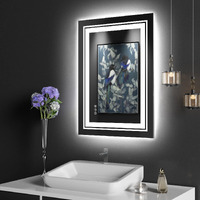 Snowdool Led Bathroom Mirror With Lights  20 X 28 Inch Front And Backlit Mirror Bathroom  Anti-Fog Lighted Vanity Mirror  Stepless Dimmable  3 Colors  Horizontal/Vertical Led Mirror