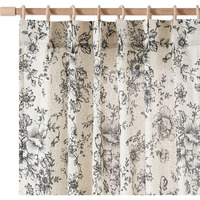 Jinchan Pinch Pleated Curtains Floral Linen Curtains For Living Room 108 Inches Long Black Peony Flower Printed Curtains Rod Pocket Back Tab Farmhouse Pinch Pleat Drapes With Hooks Set 2 Panels