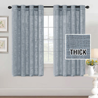 H.Versailtex Linen Curtains Natural Linen Blended For Living Room Burlap Linen Textured Light Filtering Nickel Grommet Curtains Bedroom Curtains 2 Panel Sets Privacy Added  52Inx63In  Stone Blue
