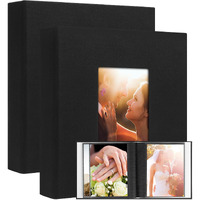 2Pcs Photo Album 8X10 Holds 72 Photos  8X10 Photo Album Linen Cover With Front Window  72 Pockets For 8X10 Photos  8X10 Photo Album Book For 8X10 Wedding Family Baby Anniversary Pictures (Black)