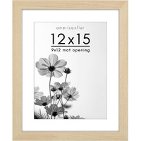 Americanflat 12X15 Picture Frame With Shatter-Resistant Glass - Use As 9X12 Frame With Mat Or 12X15 Frame Without Mat - Hudson Collection - Wide Photo Frame For Wall Display - Natural Oak