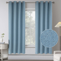 Room Darkening 100% Sun Blocking Linen Drapes For Bedroom -Room Darkening Energy Saving Thermal Insulated Window Treatment Curtain Drapes For Living Room (Air Blue 2 Panels W 52 X L 72 Inch Length)