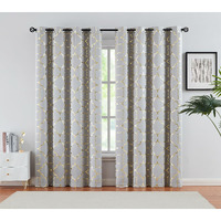 Foil Gold Blackout Window Curtains For Bedroom Living Room 95Inch Long Modern Metallic Print Thermal Insulated Drapes Privacy Protection Window Treatment Sets Grommet Top  2 Panels  Grey