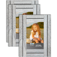 Icona Bay 4X6 (10X15 Cm) Picture Frames (Farmhouse White  3 Pack)  Rustic Picture Frame Set  Natural Real Wood Frames  Cottage Collection