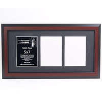 Creative Letter Art 3 Opening Mahogany Picture Frame With Glass To Hold 5 By 7 Inch Photographs Including 10X20-Inch Black Mat Collage