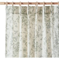 Jinchan Pinch Pleated Curtains Floral Linen Curtains For Living Room 108 Inches Long Green Peony Flower Printed Curtains Rod Pocket Back Tab Farmhouse Pinch Pleat Drapes With Hooks Set 2 Panels