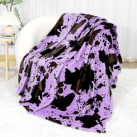 Soft Fleece Blanket Purple Lavender Violet Fuzzy Throw Blanket Decor Stuff Cow Print Blanket For Cow Lovers Girls Women Birthday