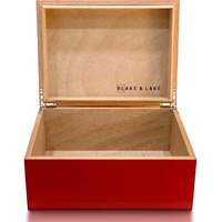 Blake & Lake Wooden Keepsake Box With Lid - Wood Storage Box With Hinged Lid - Red Treasure Box For Home - Wood Gift Boxes With Lid (Heritage Red)