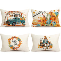 Nightwish Fall Decor Pillow Covers 12X20 Set Of 4 Thanksgiving Decorations Blue And Orange Pumpkins Outdoor Fall Farmhouse Decorative Throw Pillow Covers Autumn Harvest Cushion Case For Couch Sofa