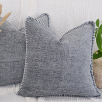 16X16 Pillow Covers Light Grey Set Of 2 Decor Pillow Covers Square  Textured Soft Chenille Gray Cushion Covers With Trim Edge  Decorative Farm House Modern Pillows Cases For Couch