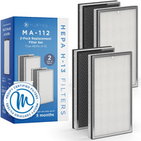 Medify Air Ma-112 Genuine Replacement Filter | For Allergens  Wildfire Smoke  Dust  Odors  Pollen  Pet Dander | 3 In 1 With Pre-Filter  H13 Hepa  And Activated Carbon For 99.7% Removal | 2-Pack