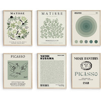 Habseligkeit Sage Green Matisse Wall Art Posters  Boho Vintage Master Wall Decors  Posters For Room Aesthetic Unframed  11X14In  Set Of 6