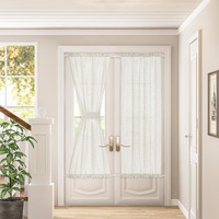 Dukiyo 2 Pieces Door Curtain Rod Pocket Cream Light Through W50 X L72 For Bedroom Door 2 Tiebacks Beige Ivory Sheer French Door Curtains Wrinkle Free Chic Semi Transparent Linen Drapes