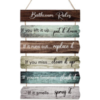 Ubtkey Bathroom Rules Bathroom Wall Decor  Wooden Rustic Bathroom Decor Wall Art Funny Bathroom Signs Pictures Decor Hanging For Farmhouse Toilet Guest Bathroom Decorations  11.8 X 17.5 Inch