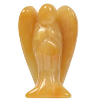 Carved Yellow Jade Gemstone Peace Angel Pocket Guardian Angelhealing Statue 2 Inch