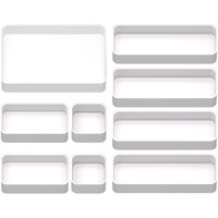 9 Pcs Stackable Drawer Organizer Trays Set  Multifunctional Stackable Storage Trays For Vanity  Bathroom  Kitchen  Desk Drawer Organizer Office. Plastic Drawer Organizers Available In 5 Colours  White